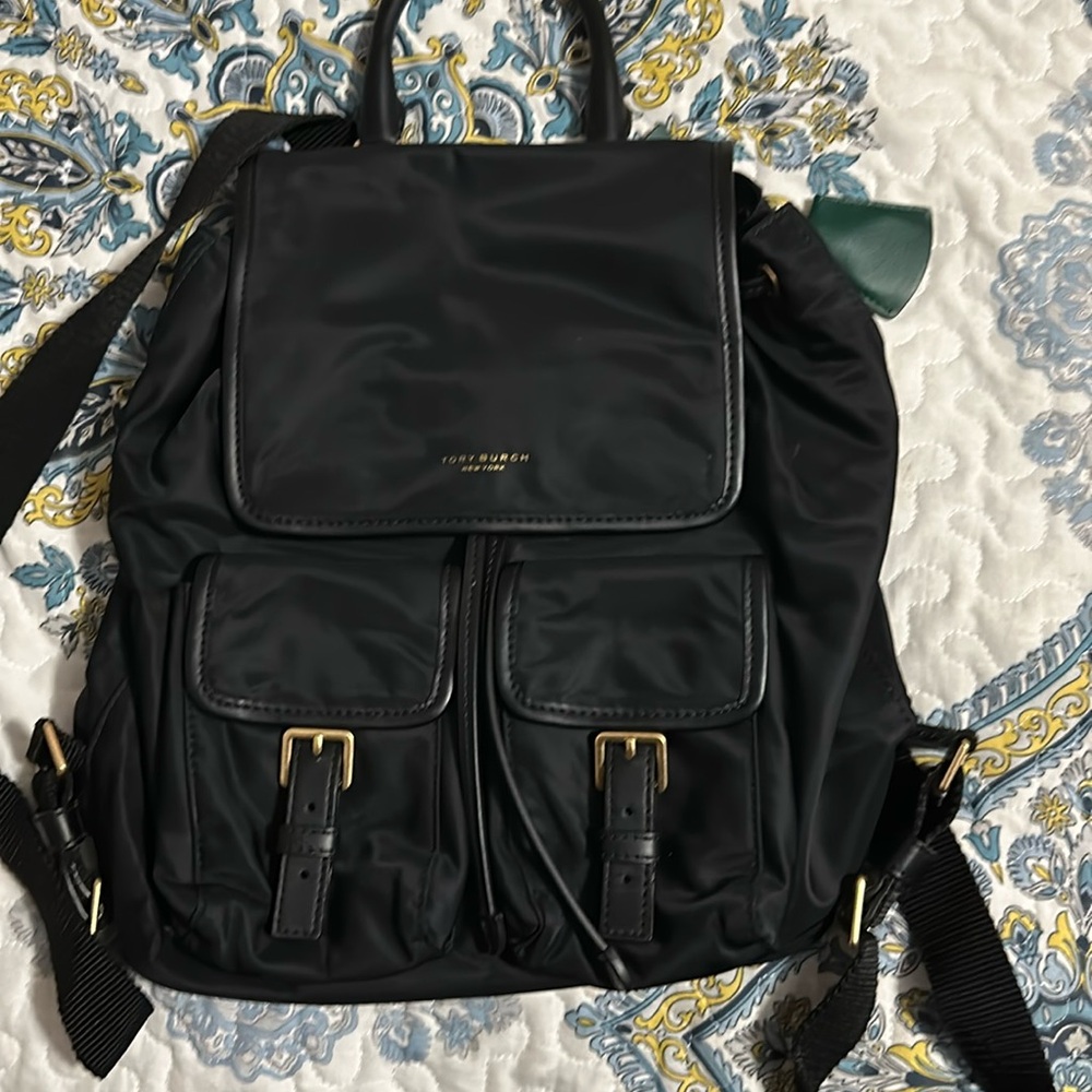 Tory Burch Black Backpack with Structured Design
